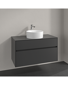 Villeroy und Boch Collaro vanity unit C038B0VR 100x54.8x50cm, washbasin in the middle, LED lighting 7.3 W, graphite
