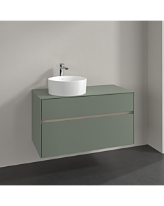 Villeroy und Boch Collaro meuble sous-vasque C039B0AF 100x54,8x50cm, meuble sous-vasque à gauche, éclairage LED 7,3 W, vert tendre