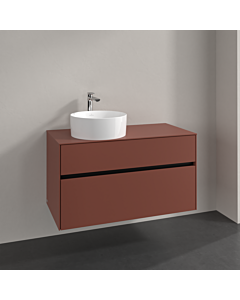 Villeroy und Boch Collaro Waschtischunterschrank C039B0AH 100x54,8x50cm, Waschtisch links, LED-Beleuchtung 7,3 W, wine red