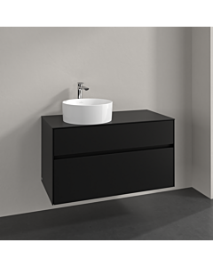 Villeroy und Boch Collaro Waschtischunterschrank C039B0VL 100x54,8x50cm, Waschtisch links, LED-Beleuchtung 7,3 W, volcano black