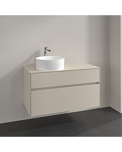 Villeroy und Boch Collaro vanity unit C039B0VN 100x54.8x50cm, washbasin left, LED lighting 7.3 W, cashmere grey