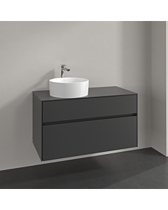 Villeroy und Boch Collaro vanity unit C039B0VR 100x54.8x50cm, washbasin left, LED lighting 7.3 W, graphite