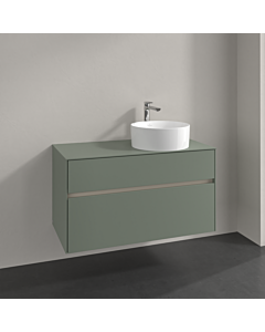 Villeroy und Boch Collaro meuble sous-vasque C040B0AF 100x54,8x50cm, meuble sous-vasque à droite, éclairage LED 7,3 W, vert tendre