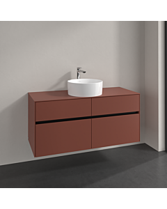 Villeroy und Boch Collaro vanity unit C04100AH 120x54.8x50cm, washbasin in the middle, wine red