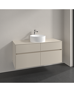 Villeroy und Boch Collaro vanity unit C041B0VN 120x54.8x50cm, washbasin in the middle, LED lighting 8.8 W, cashmere grey