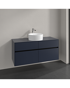 Villeroy und Boch Collaro meuble sous-vasque C041B0VQ 120x54,8x50cm, lavabo au milieu, éclairage LED 8,8 W, bleu marine