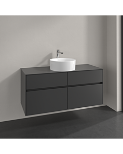 Villeroy und Boch Collaro vanity unit C041B0VR 120x54.8x50cm, washbasin in the middle, LED lighting 8.8 W, graphite