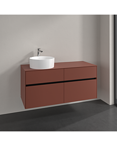 Villeroy und Boch Collaro vanity unit C04200AH 120x54.8x50cm, washbasin left, wine red