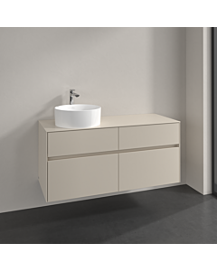 Villeroy und Boch Collaro vanity unit C042B0VN 120x54.8x50cm, washbasin left, LED lighting 8.8 W, cashmere grey