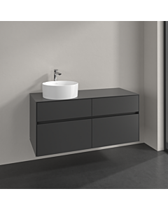 Villeroy und Boch Collaro vanity unit C042B0VR 120x54.8x50cm, washbasin left, LED lighting 8.8 W, graphite