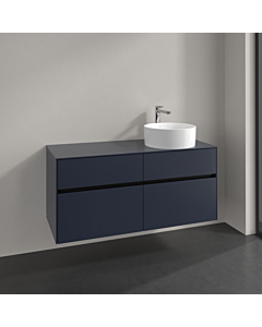Villeroy und Boch Collaro meuble sous-vasque C043B0VQ 120x54,8x50cm, meuble sous-vasque à droite, éclairage LED 8,8 W, bleu marine