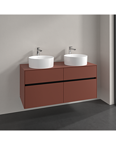 Villeroy und Boch Collaro vanity unit C04400AH 120x54,8x50cm, for 2 Waschtische , wine red