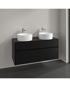 Villeroy und Boch Collaro meuble sous-vasque C044B0VL 120x54,8x50cm, pour 2 Waschtische , éclairage LED 8,8W, noir volcan