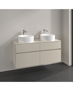 Villeroy und Boch Collaro vanity unit C044B0VN 120x54.8x50cm, for 2 Waschtische , LED lighting 8.8W, cashmere grey