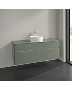Villeroy und Boch Collaro meuble sous-vasque C04500AF 140x54,8x50cm, lavabo au milieu, vert tendre