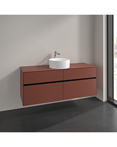 Villeroy und Boch Collaro vanity unit C04500AH 140x54.8x50cm, washbasin in the middle, wine red