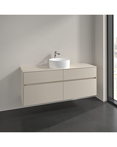 Villeroy und Boch Collaro vanity unit C045B0VN 140x54.8x50cm, washbasin in the middle, LED lighting 10.4 W, cashmere grey