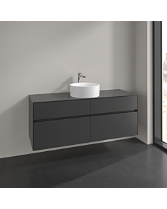 Villeroy und Boch Collaro meuble sous-vasque C045B0VR 140x54,8x50cm, lavabo au milieu, éclairage LED 10,4 W, graphite