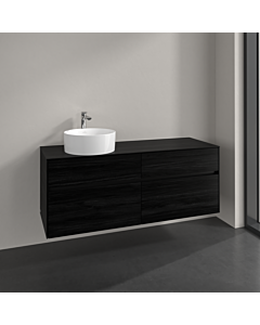 Villeroy und Boch Collaro meuble sous-vasque C046B0AB 140x54,8x50cm, meuble sous-vasque à gauche, éclairage LED 10,4W, chêne noir