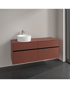 Villeroy und Boch Collaro vanity unit C04600AH 140x54.8x50cm, washbasin left, wine red