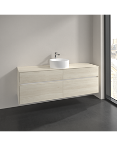 Villeroy und Boch Collaro Waschtischunterschrank C049B0AA 160x54,8x50cm, Waschtisch mittig, LED-Beleuchtung 12W, white oak