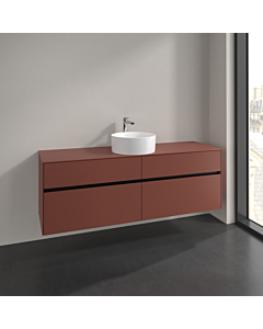 Villeroy und Boch Collaro vanity unit C04900AH 160x54.8x50cm, washbasin in the middle, wine red