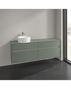 Villeroy und Boch Collaro Waschtischunterschrank C050B0AF 160x54,8x50cm, Waschtisch links, LED-Beleuchtung 12W, soft green