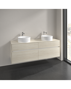 Villeroy und Boch Collaro vanity unit C052B0AA 160x54.8x50cm, for 2 Waschtische , with LED lighting, white oak