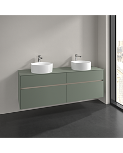 Villeroy und Boch Collaro meuble sous-vasque C052B0AF 160x54,8x50cm, pour 2 Waschtische , avec éclairage LED, vert tendre