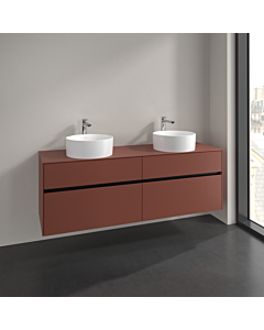 Villeroy und Boch Collaro meuble sous-vasque C052B0AH 160x54,8x50cm, pour 2 Waschtische , avec éclairage LED, bordeaux