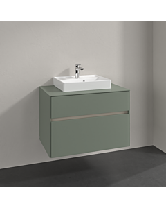 Villeroy und Boch Collaro meuble sous-vasque C06900AF 80x54,8x50cm, lavabo au milieu, vert tendre