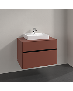 Villeroy und Boch Collaro meuble sous-vasque C069B0AH 80x54,8x50cm, lavabo au milieu, éclairage LED 5,7 W, bordeaux