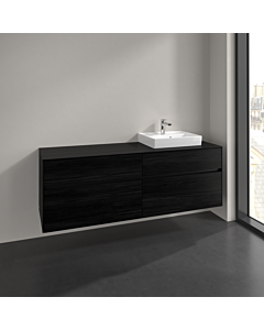 Villeroy und Boch Collaro Waschtischunterschrank C079B0AB 160x54,8x50cm, Waschtisch rechts, LED-Beleuchtung 12W, black oak