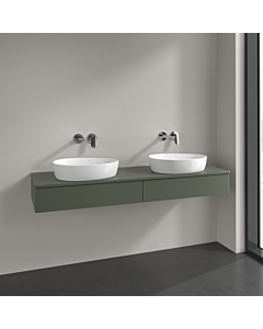 Villeroy und Boch Antao meuble sous-vasque K17010HL 160x19x50cm, plan vasque laqué couleur, laqué mat vert feuille