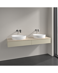 Villeroy und Boch Antao meuble sous-vasque K17013HJ 160x19x50cm, plan vasque couleur botticino, laqué mat gris soie