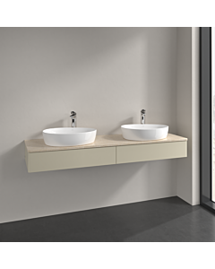 Villeroy und Boch Antao Waschtisch-Unterschrank K17053HJ 160x19x50cm, Hahnlochbohrung, Waschbeckenplattenfarbe botticino, silk grey matt lacquer