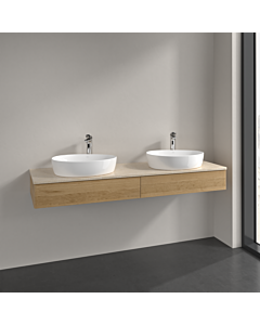 Villeroy und Boch Antao vanity unit K17053HN 160x19x50cm, tap hole, washbasin top color botticino, honey oak