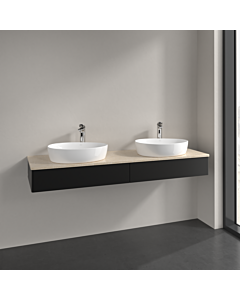 Villeroy und Boch Antao Waschtisch-Unterschrank K17053PD 160x19x50cm, Hahnlochbohrung, Waschbeckenplattenfarbe botticino, black matt lacquer