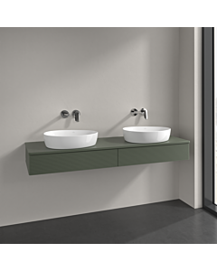 Villeroy und Boch Antao meuble sous-vasque K17110HL 160x19x50cm, plan vasque laqué couleur, laqué mat vert feuille