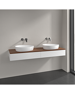 Villeroy und Boch Antao vanity unit K17112MT 160x19x50cm, washbasin top colour warm walnut, white matt lacquer