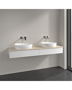 Villeroy und Boch Antao meuble sous-vasque K17113MT 160x19x50cm, plan vasque couleur botticino, laqué blanc mat