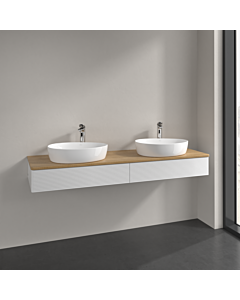 Villeroy und Boch Antao vanity unit K17151GF 160x19x50cm, tap hole, washbasin top colour honey oak, glossy white lacquer