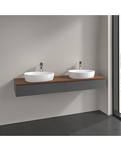 Villeroy und Boch Antao vanity unit K17152GK 160x19x50cm, tap hole, washbasin top colour warm walnut, anthracite matt lacquer