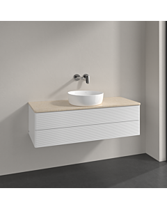 Villeroy und Boch sous vasque Antao K21113GF 120x36x50cm, plan vasque couleur botticino, laqué blanc brillant