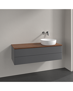 Meuble vasque Villeroy &amp; Boch Antao K23012GK 120 x 36 x 50 cm, plan vasque couleur noyer chaud, laque anthracite mate