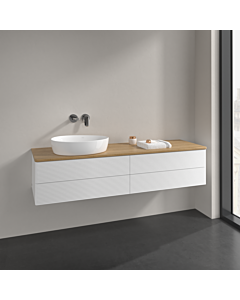 Villeroy und Boch Antao meuble sous-vasque K26111MT 160x36x50cm, plan vasque couleur chêne miel, laqué blanc mat