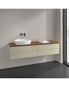 Villeroy und Boch Antao meuble sous-vasque K26112HJ 160x36x50cm, plaque de lavabo couleur noyer chaud, laque mate gris soie