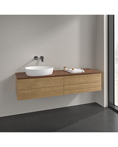 Villeroy und Boch Antao meuble sous-vasque K26112HN 160x36x50cm, plaque de lavabo couleur noyer chaud, chêne miel