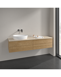 Villeroy und Boch Antao meuble sous-vasque K26113HN 160x36x50cm, plan vasque couleur botticino, chêne miel