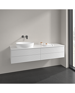 Villeroy und Boch Antao meuble sous-vasque K26150GF 160x36x50cm, trou pour robinetterie, plaque de lavabo laqué couleur, laqué blanc brillant